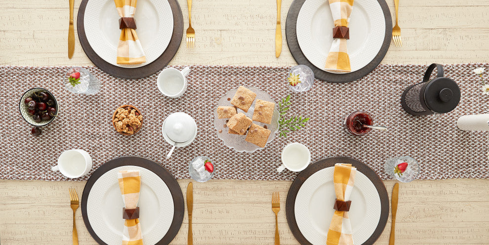 Bark Brown Woven Table Runner 15x108