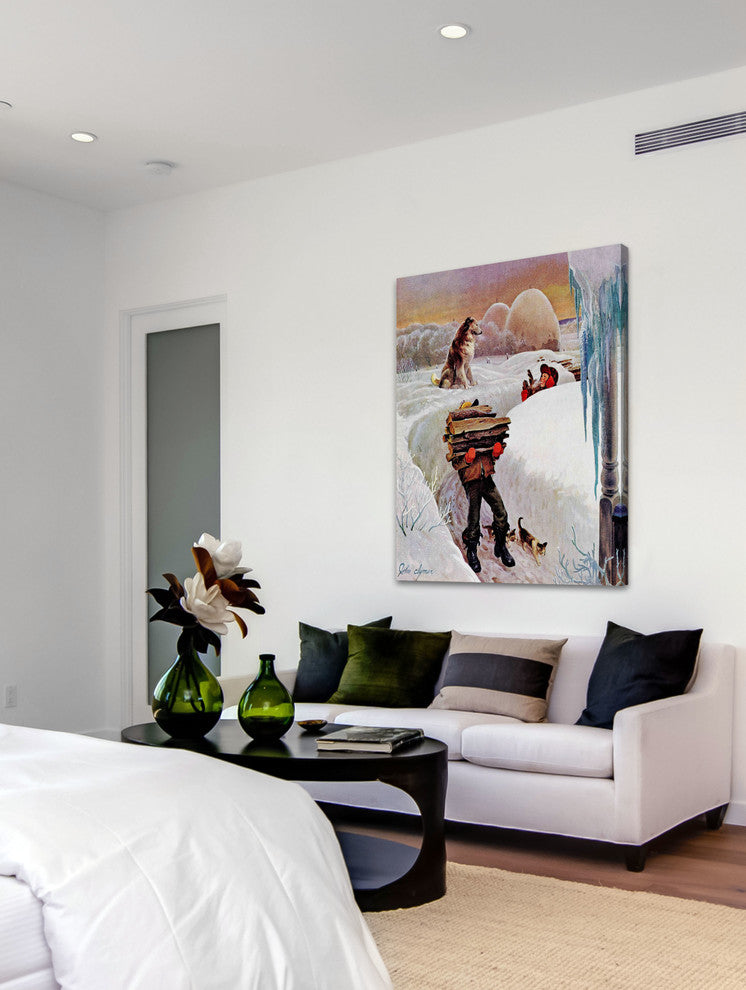 "Gathering Wood" Painting Print on Canvas by John Clymer