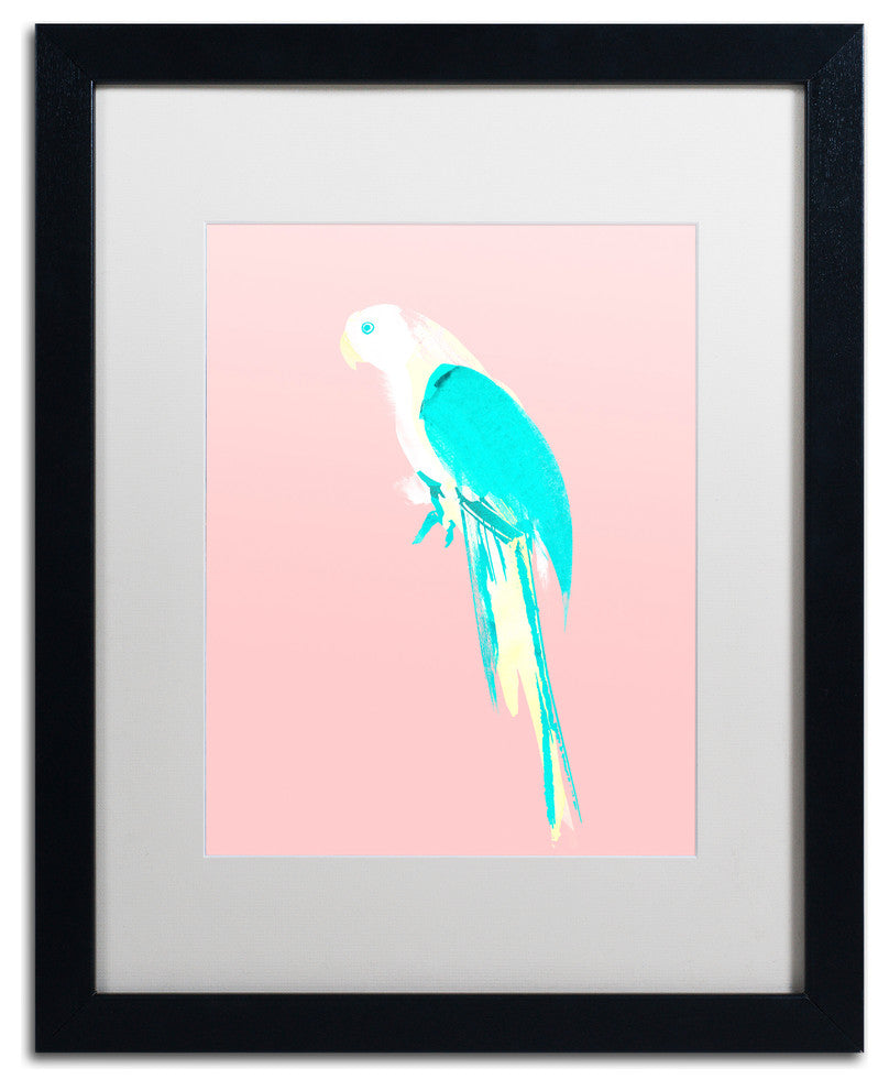 Robert Farkas 'Summer Parrot' Art, Black Frame, White Mat, 20x16
