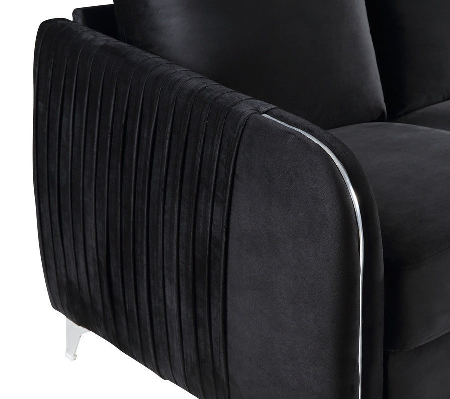 Hathaway Velvet Modern Chic Sofa Couch, Black