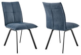 Rylee Dining Room Accent Chair in Blue Fabric and Black Finish - Set of 2
