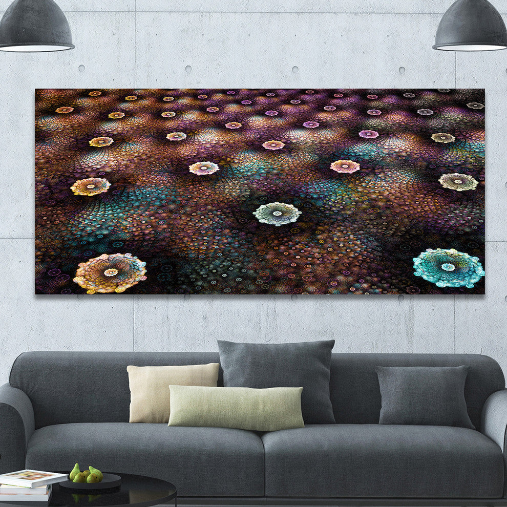 Brown Flowers on Alien Planet, Large Floral Canvas Art Print, 60"x28"
