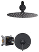 CASAINC 10" Round Wall Mounted Rainfall Luxury Shower System Kit, Matte Black