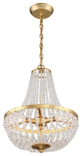 Rylee Three Light Chandelier in Antique Gold