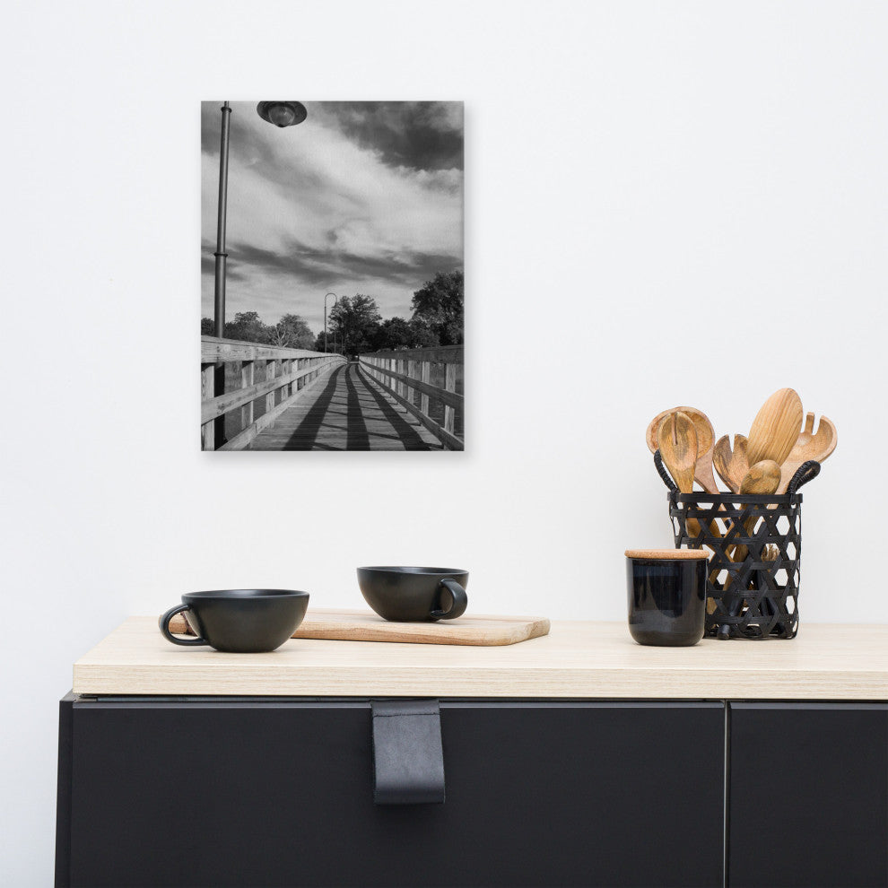 Follow the Lines Black & White Landscape Photo Canvas Wall Art Print, 12" X 16"