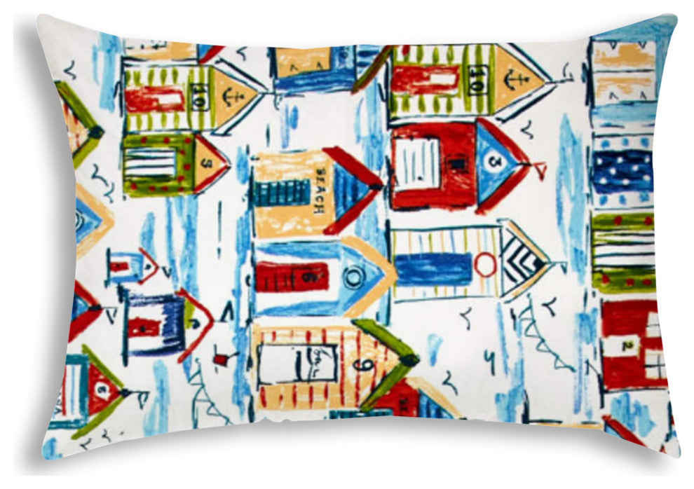 Blue Beach House Indoor Outdoor Sewn Lumbar Pillow