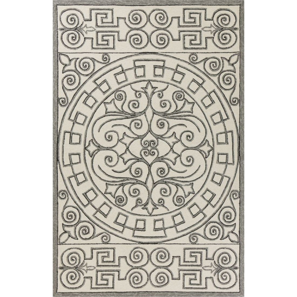 KAS Harbor 4246 Ivory/Gray Irongate Area Rug, 7'6"x9'6"