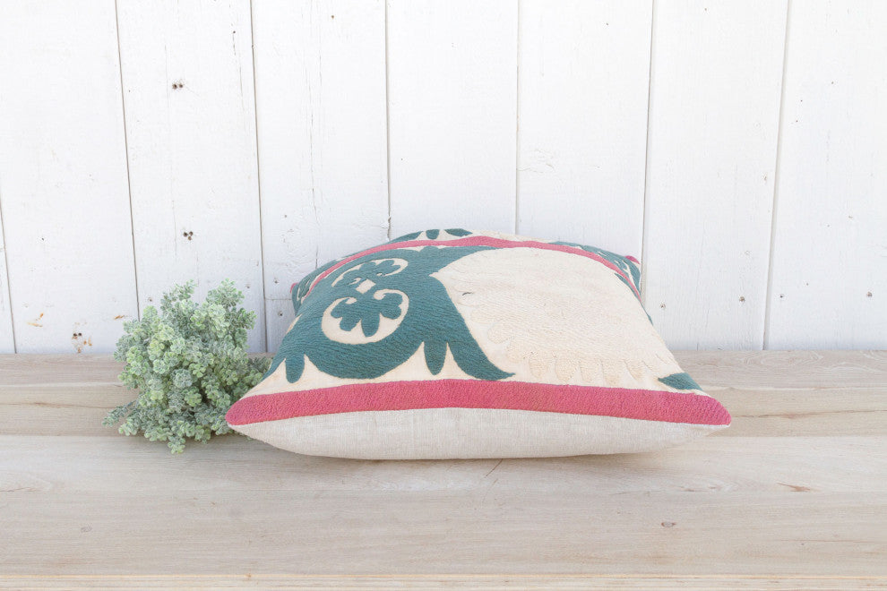 Bashful Beige Vintage Suzani Pillow