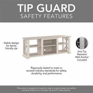 Homestead Farmhouse TV Stand with Bookcases in Linen White Oak - Engineered Wood