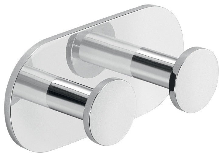 Chromed Aluminum Adhesive Mounted Double Bathroom Hook
