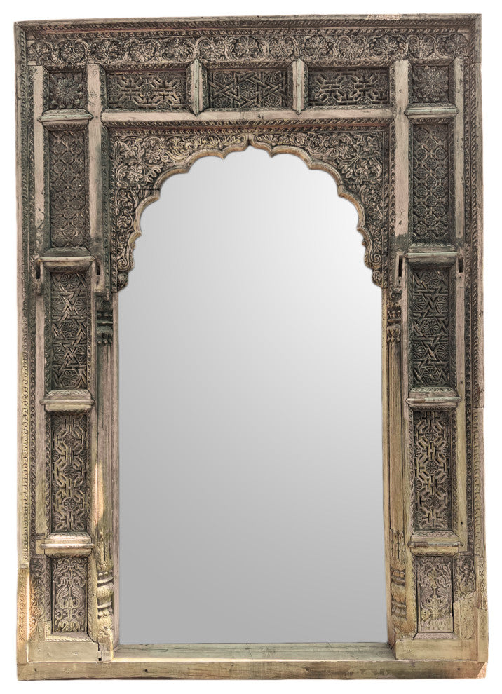 Consigned Large Old India Doorway Mirror 1