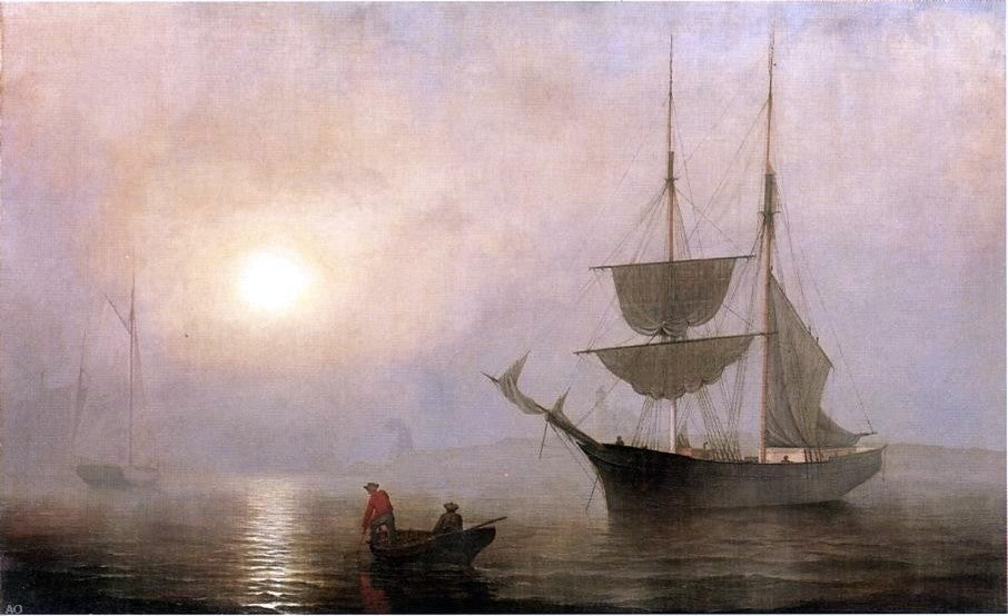Fitz Hugh Lane A Ship in a Fog- Gloucester Harbor Wall Decal Print