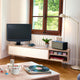 Modern Low Tv Stand Cabinet Metal Leg, Natural Oak/White
