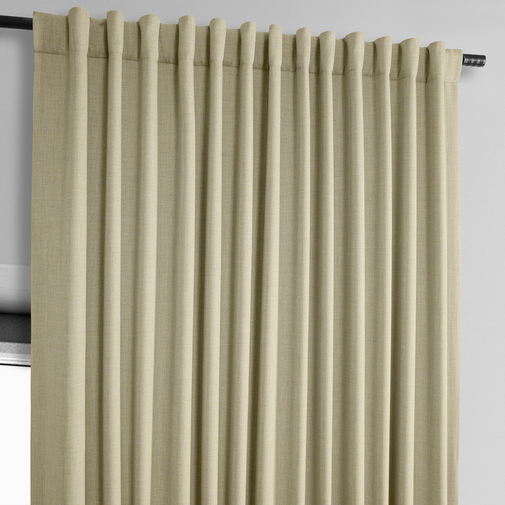 Faux Linen Extra Wide Curtain Panel, Thatched Tan, 100x96