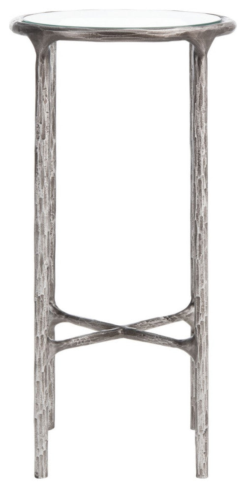 Safavieh Couture Jessa Forged Metal Tall Round End Table, Silver