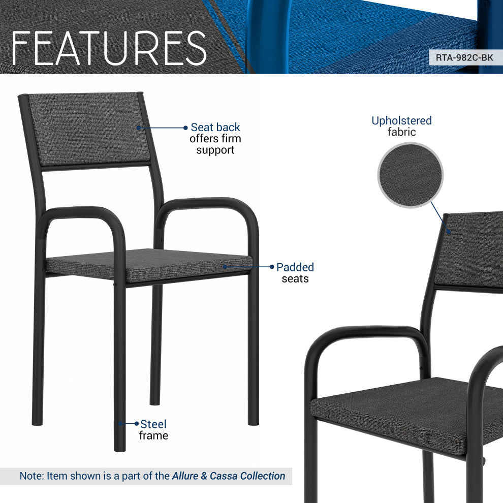 Techni Mobili Office Visiting Chair With Metal Frame, Black