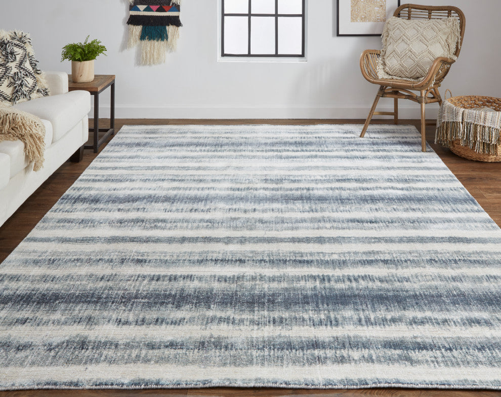 Weave & Wander Malana Handwoven Graident Rug, Dark Slate Blue, 2ft x 3ft Rug