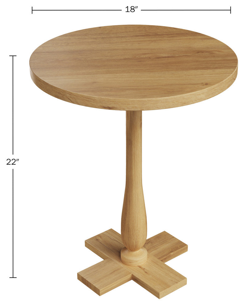 Side Table Mango Wood Pedestal Table for Couch, Loveseat, Entryway, or Bed