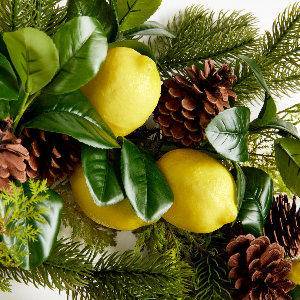 Lemon and Mixed Botanicals Wreath, 26"