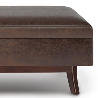 Owen Rectangular Storage Ottoman, Distressed Chestnut Brown