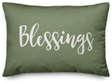 Blessings Lumbar Pillow, Green, 14"x20"