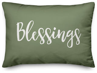 Blessings Lumbar Pillow, Green, 14"x20"