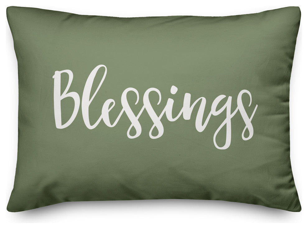 Blessings Lumbar Pillow, Green, 14"x20"