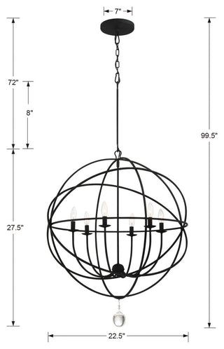 Crystorama Lighting Group 9226 Solaris 6 Light 23"W Taper Candle - Black