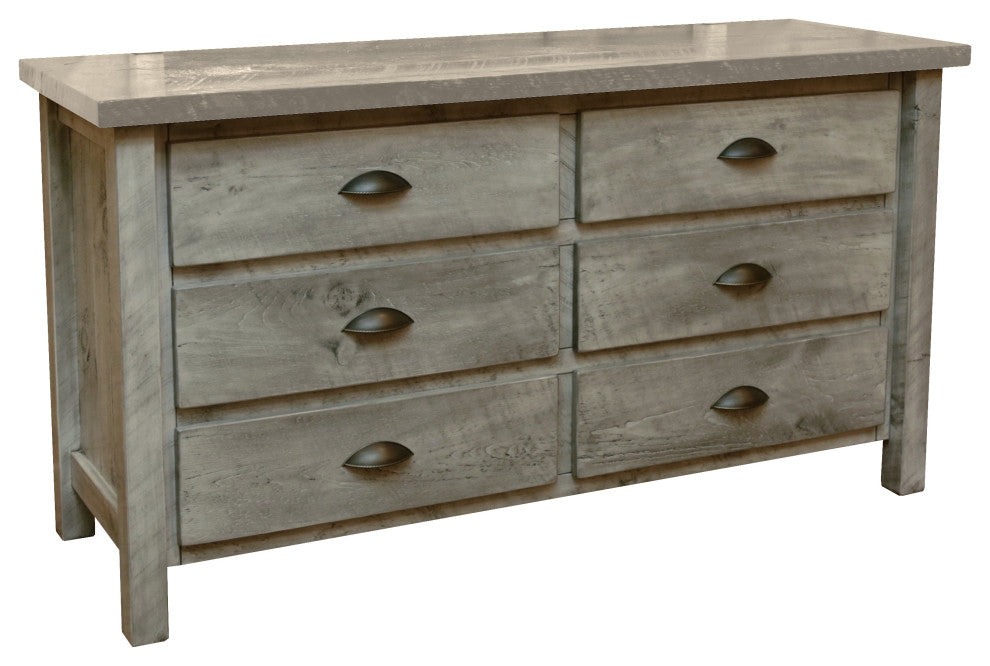 Rustic Barn Wood Style Timber Peg 6-Drawer, Thunder White, Dresser