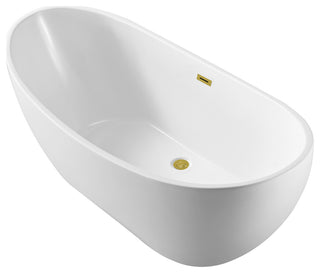 62" Streamline NPT9580GLD Soaking Freestanding Tub With Internal Drain