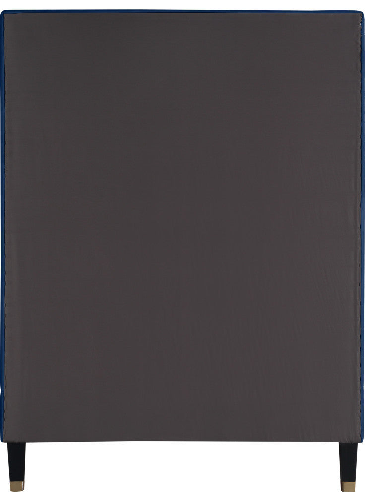 Harlie Velvet Upholstered Bed, Navy, Twin