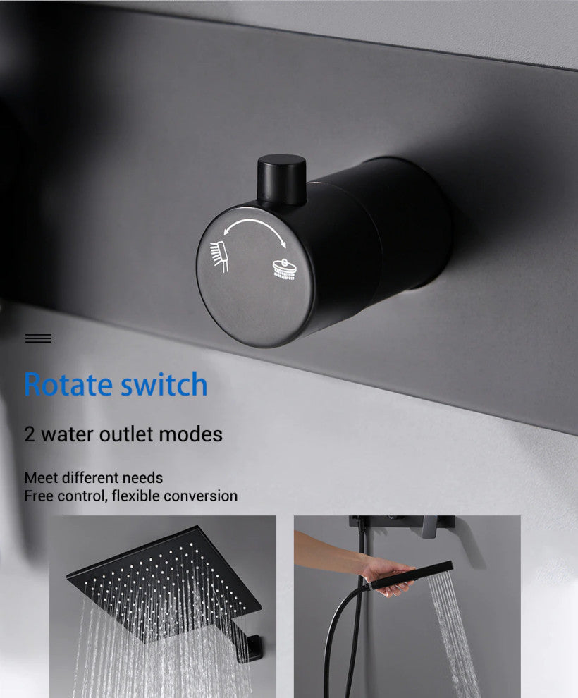 Wasser Complete Shower System With Handheld Sprayer, Matte Black, 10" Rain Show