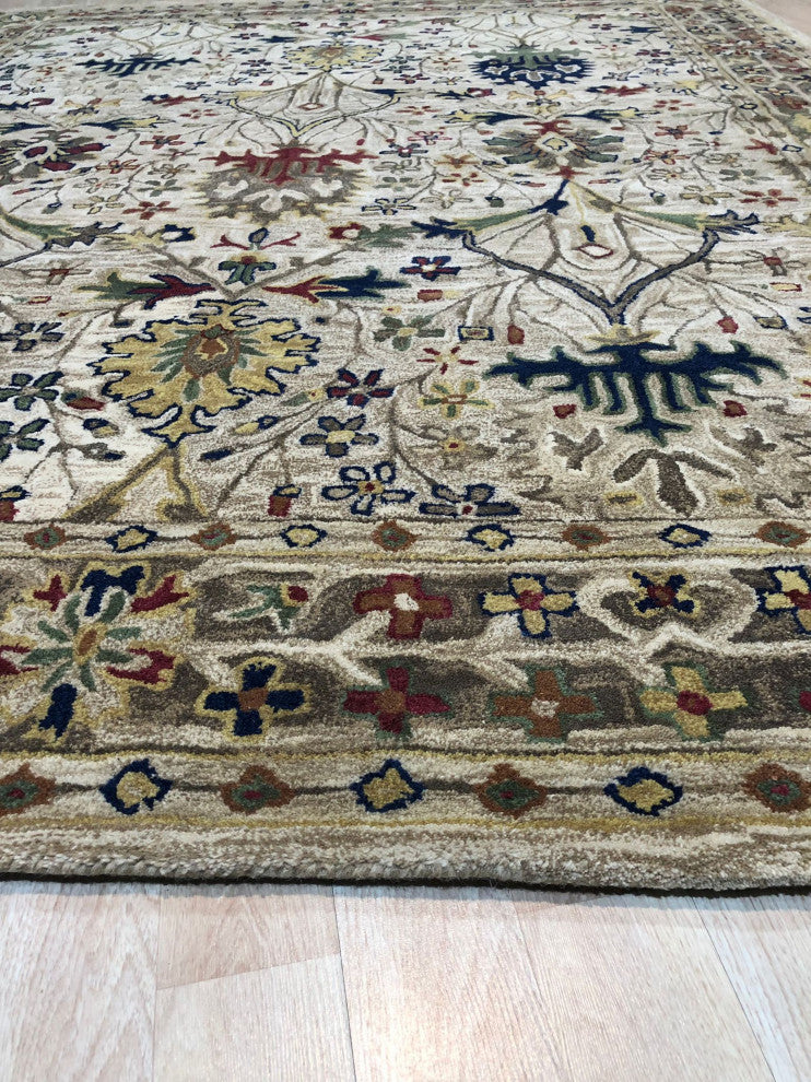 EORC Ivory Hand-Tufted Wool Morris Rug 7'9x9'9