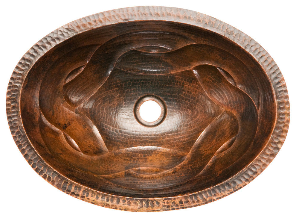 Premier Copper Products BSP2_LO19FBDDB 19" Braid Under Mount Copper Sink Package