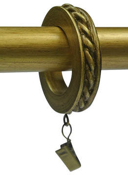 1 3/4" Rope Designer Curtain Rings, Renaissance Gold, Set of 7