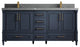 Aberdeen 72 Double Sink Bath Vanity in Hale Navy Blue  2" Piatra Gray
