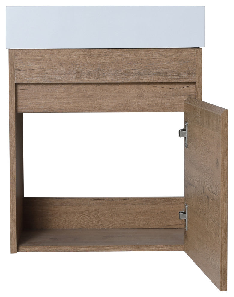 BNK 18" Small Bathroom Vanity with Sink 18 Inch, with Soft Close Door, 18x10, Imitative Oak