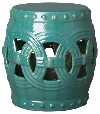 21" Eternity Teal Round Ceramic Indoor/Outdoor Garden Stool