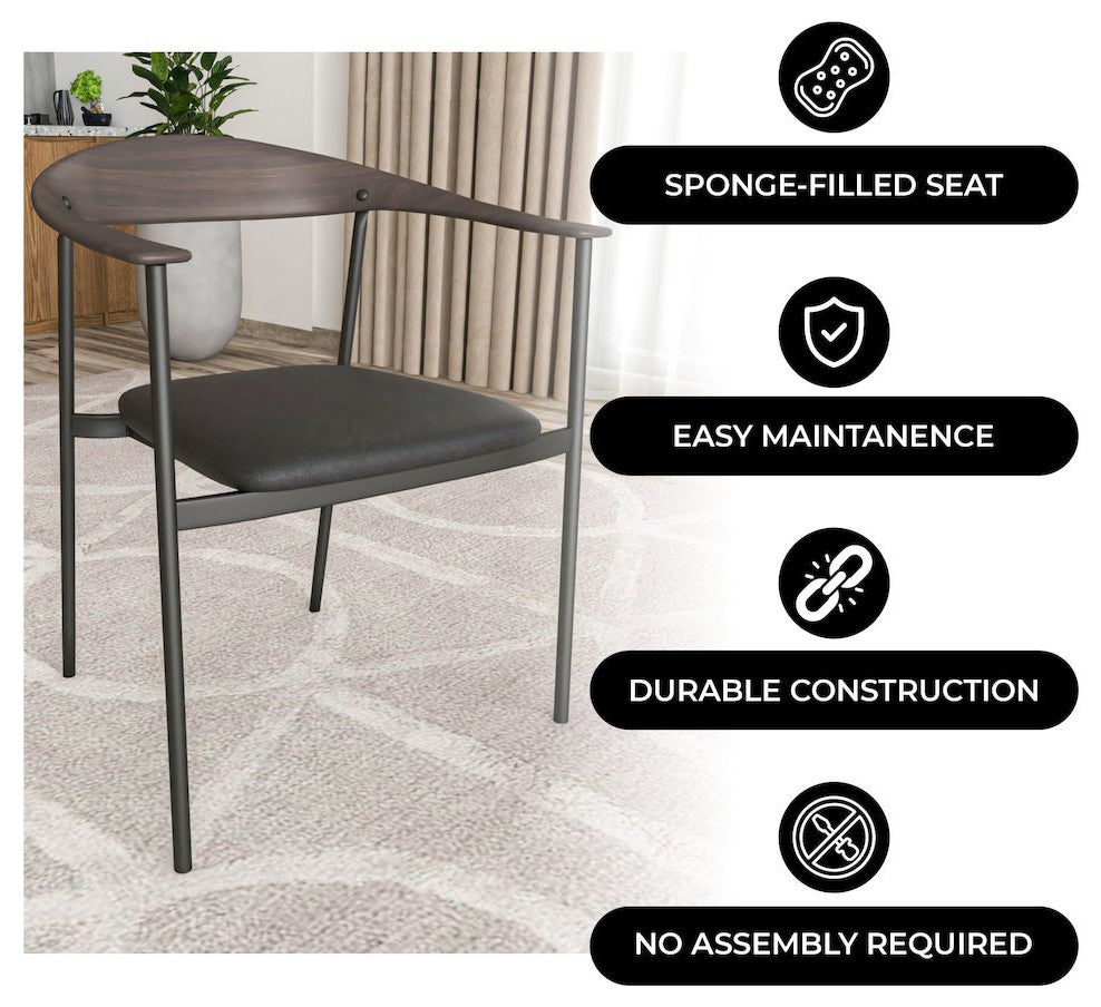 Kora Collection Modern Dining Chair Brown Back with Black Seat