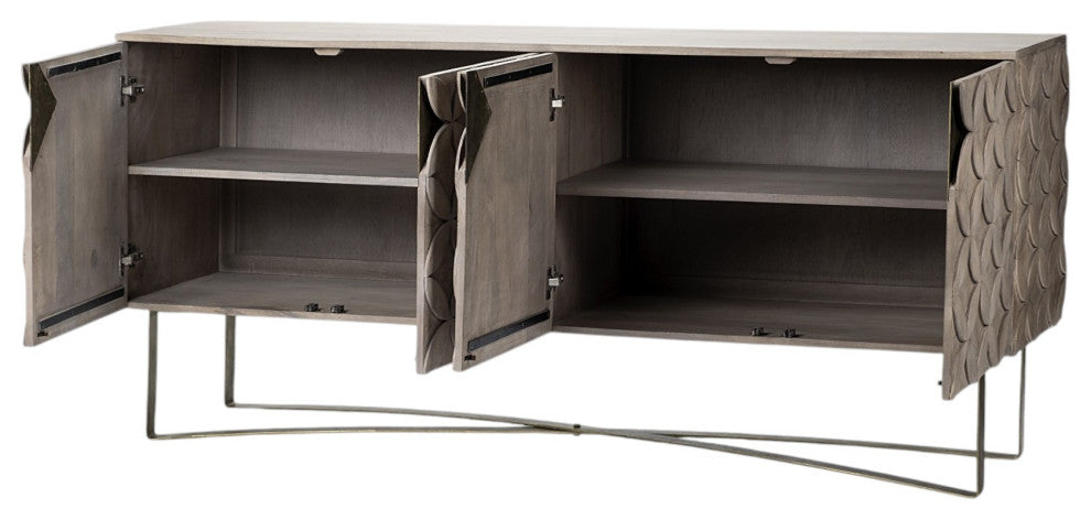 72" Light Brown Solid Wood Sideboard With Four Doors