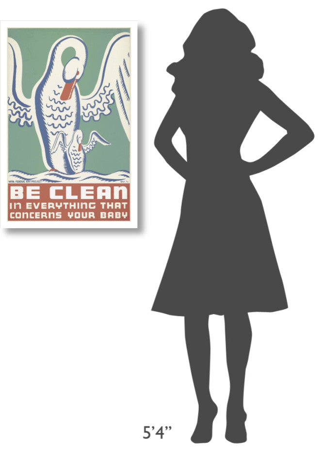 "Be clean in everything that concerns your baby" Paper Art, 21"x32"