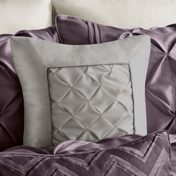 Madison Park Laurel 7 Piece Tufted Comforter Set in Plum