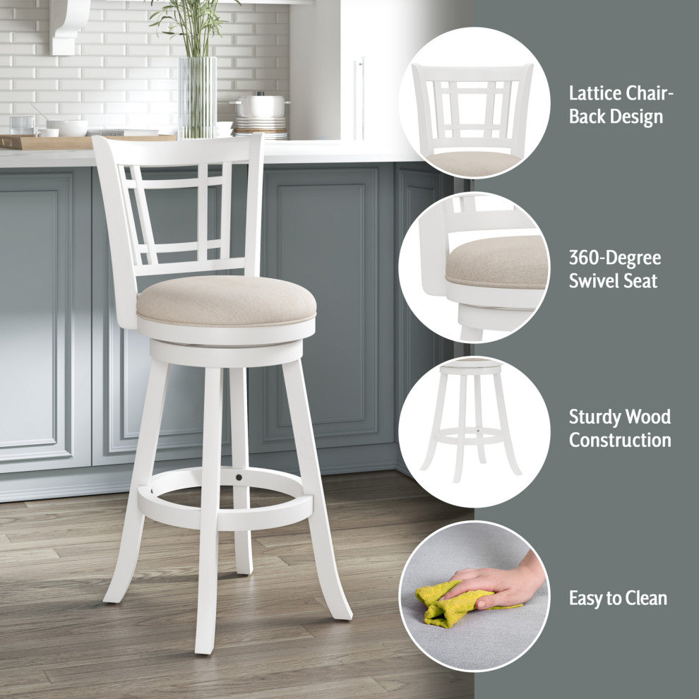 Fairfox Wood Swivel Stool, White, Barstool