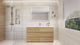 Alston 60" Free Standing Modern Vanity, White Oak, Glossy White Top