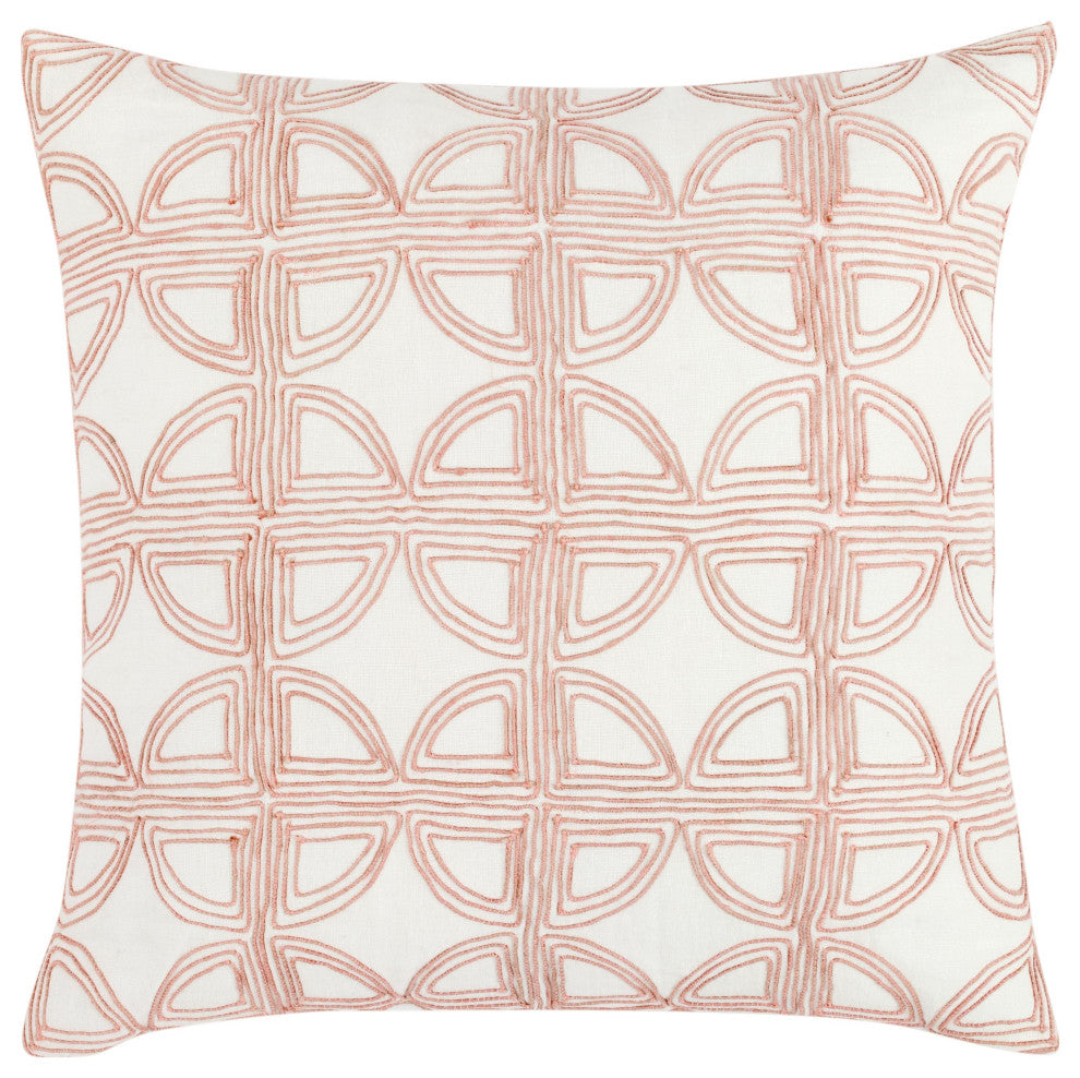 Baia 22" Embroidered Belgian Linen Throw Pillow