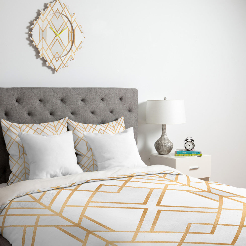 Elisabeth Fredriksson Golden Geo Duvet Cover, Twin