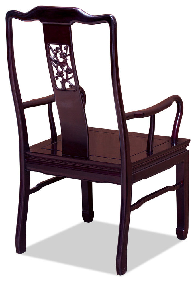 Rosewood Flower and Bird Motif Arm Chair, Flower and Bird