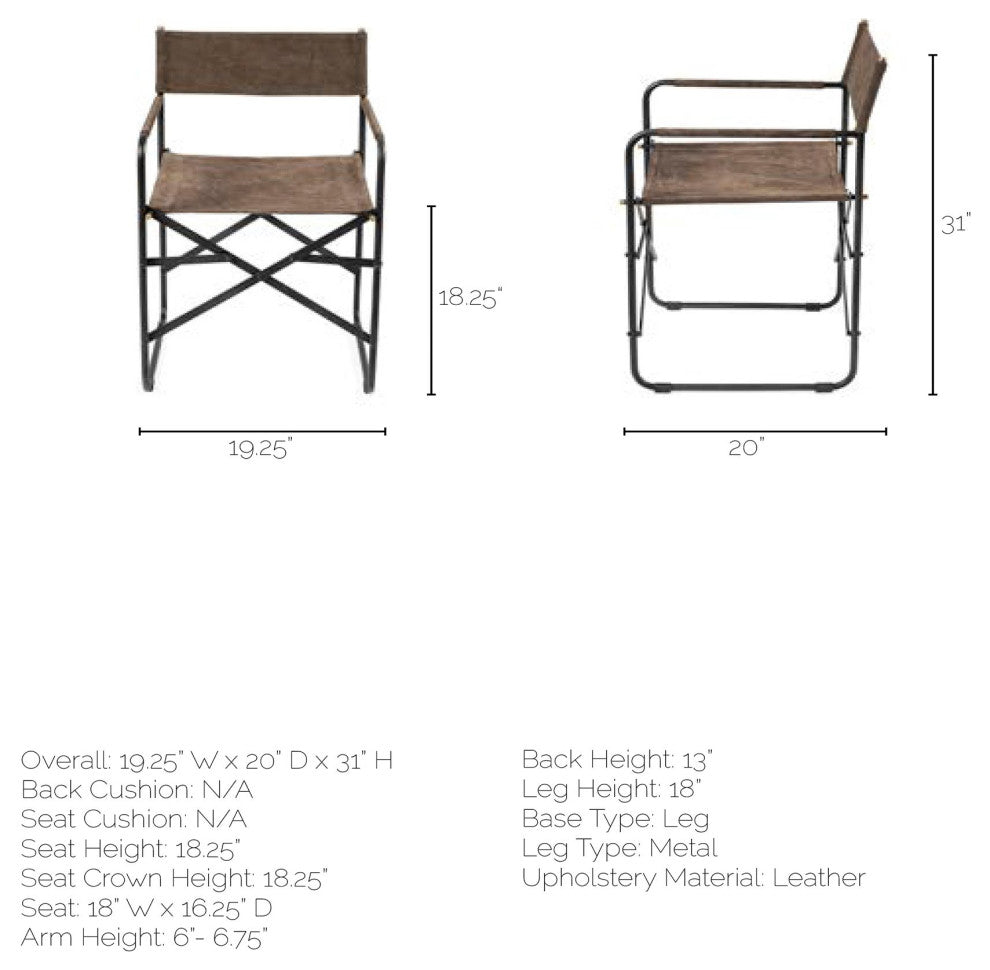 Direttore Brown-Gray Suede With Black Metal Folding Frame Dining Chair