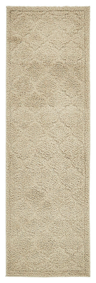 Unique Loom Beige Traditional Trellis Shag 2'' 0 x 6'' 7 Runner Rug