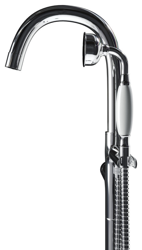 CastelloUSA Neptune Freestanding Tub Filler Faucet, Chrome, Drift Handle